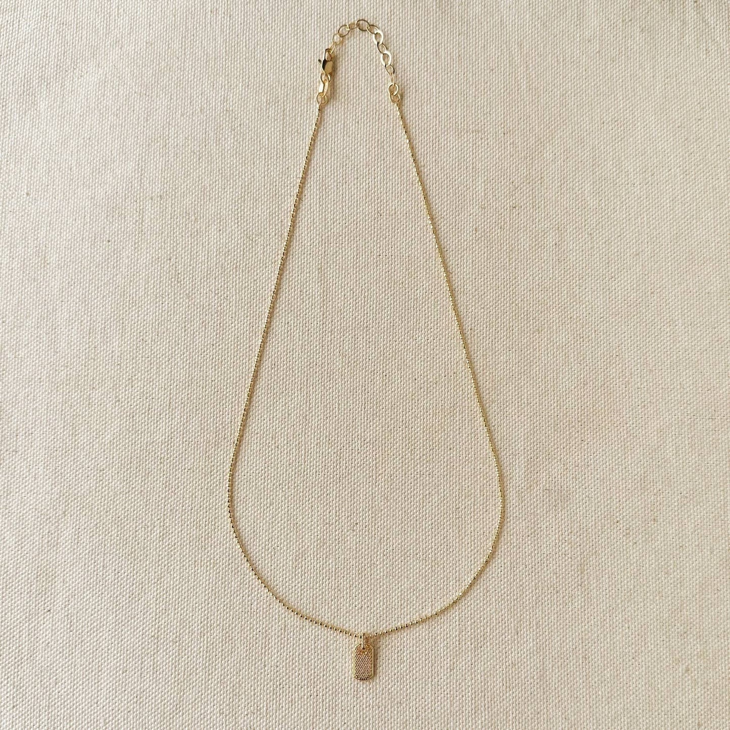 18k Gold Filled Mini Dog Tag Necklace