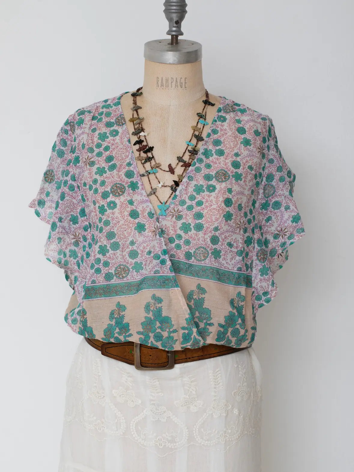 Penny Printed Crop Top Peach