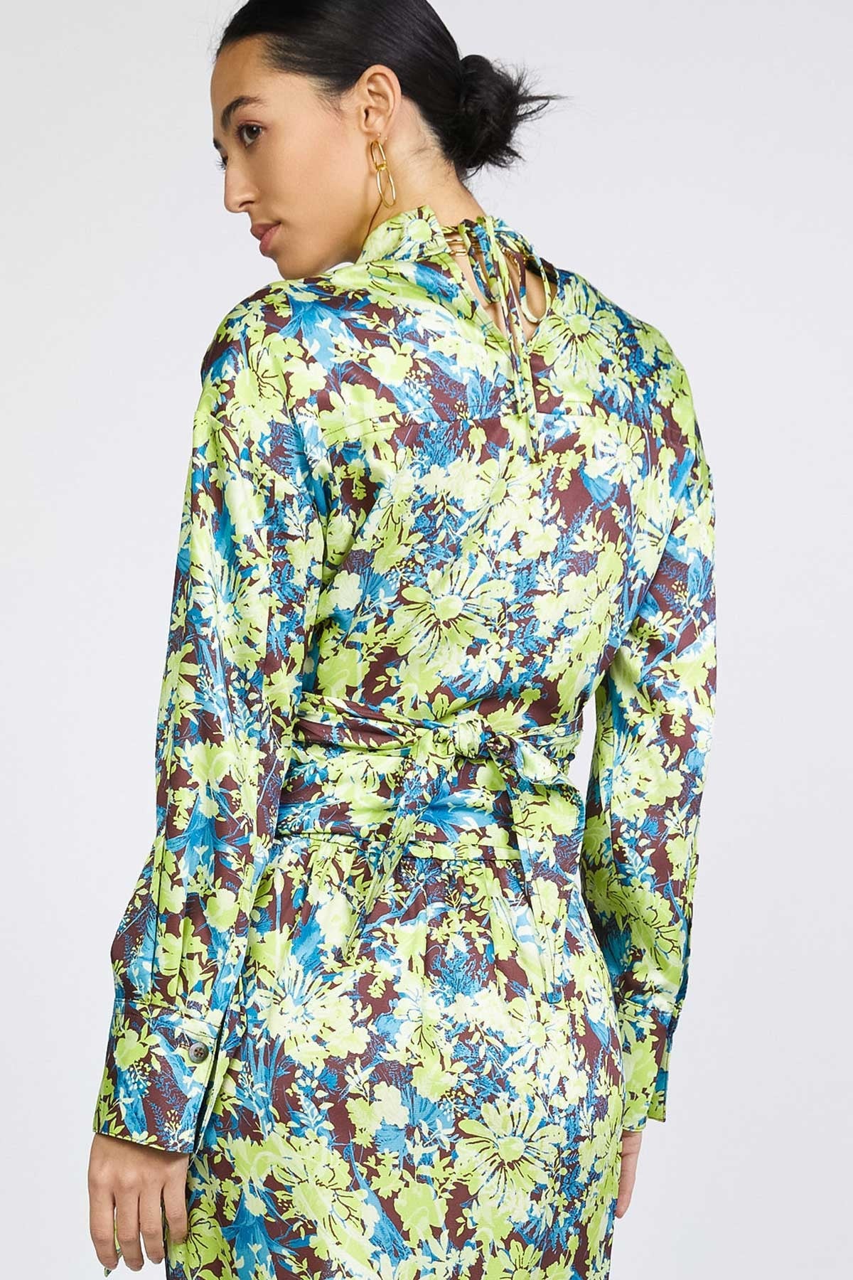 Floral Printed Tie Shirt