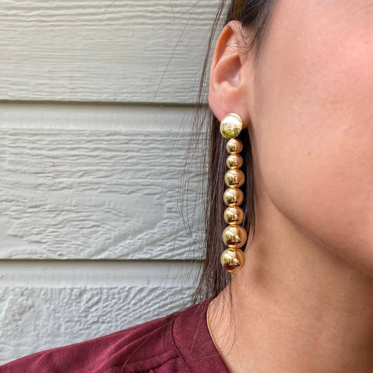 18 K Gold Filled Dangling Gradient Beads Earrings