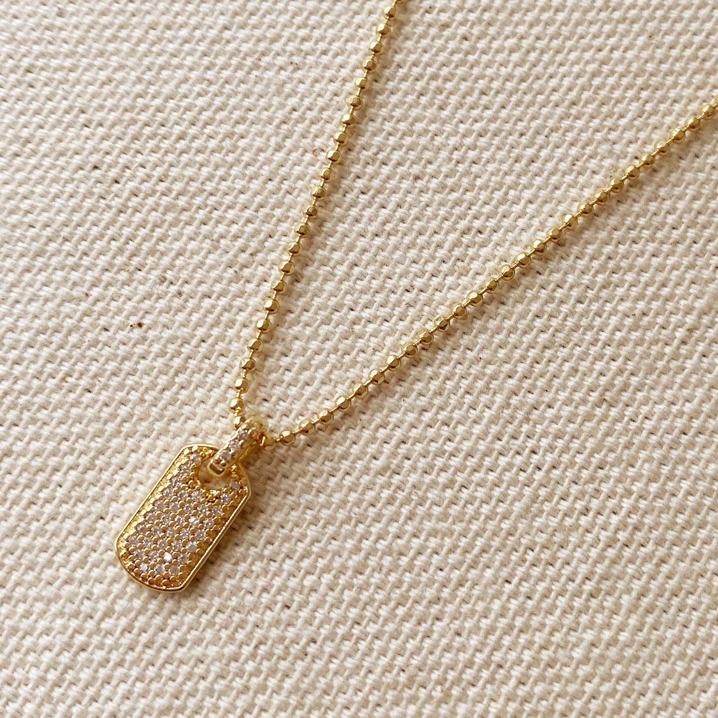 18k Gold Filled Mini Dog Tag Necklace