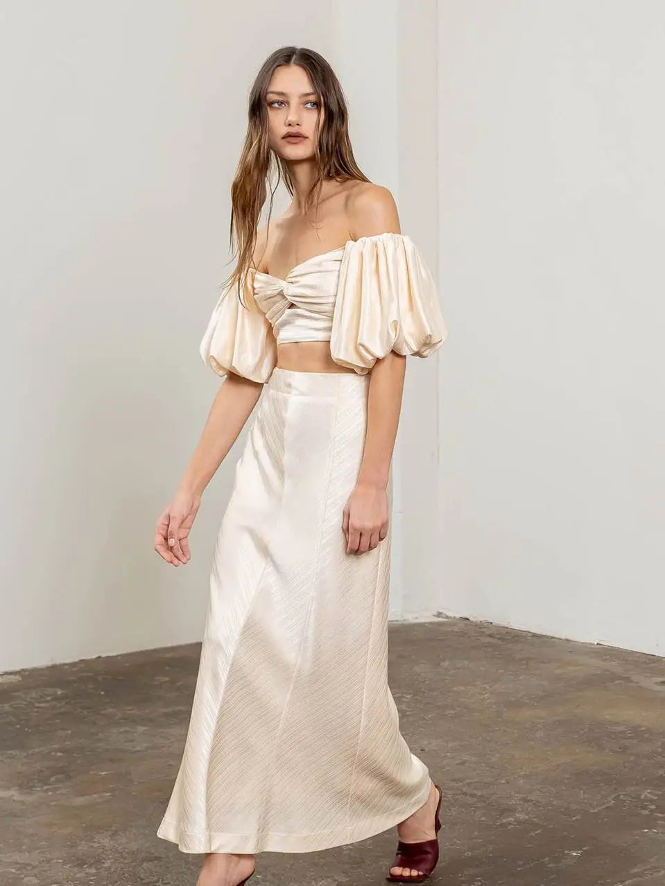 Satin Effect Midi Skirt
