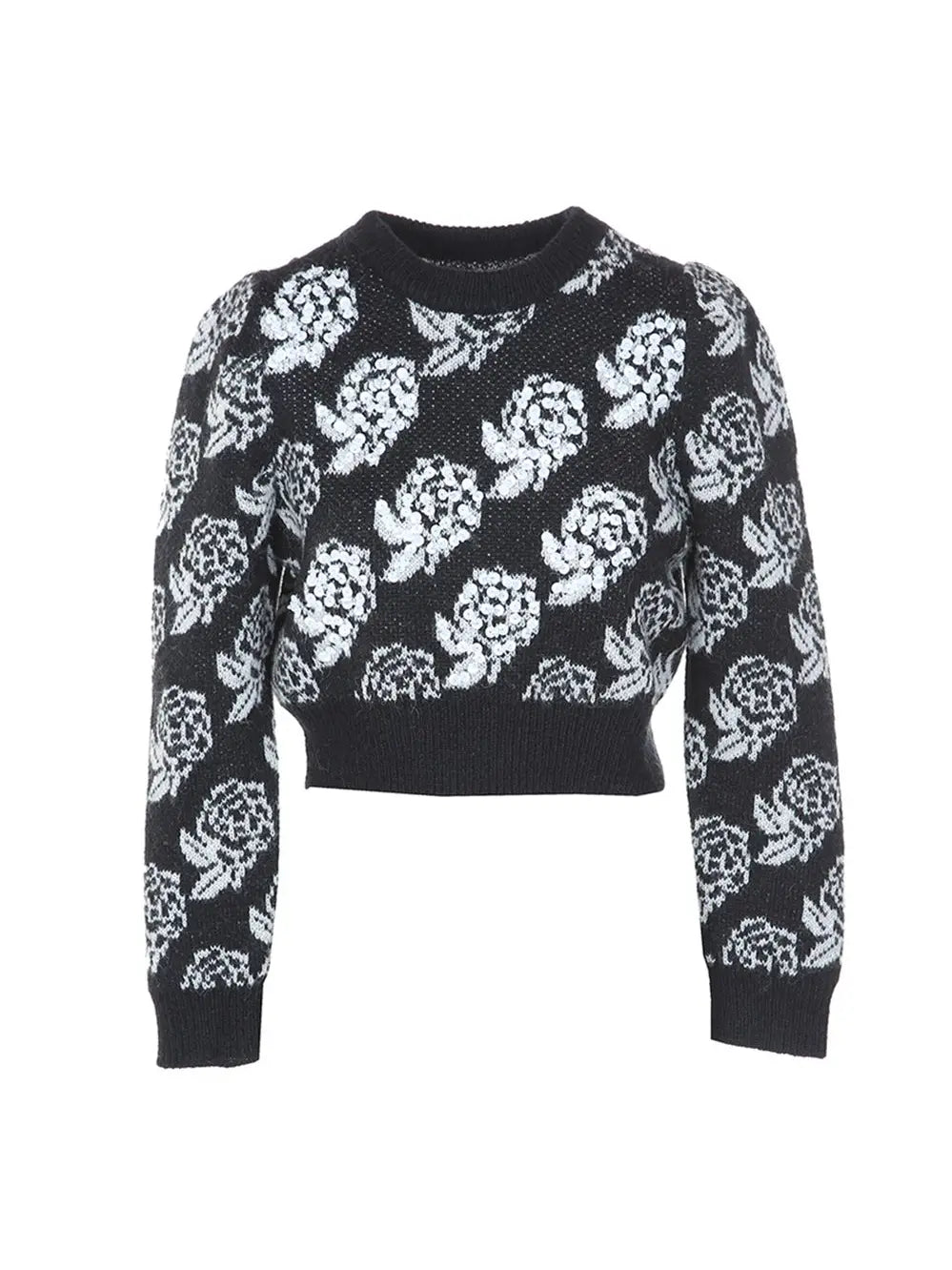 Floral Jacquard Knit with Sequins Top