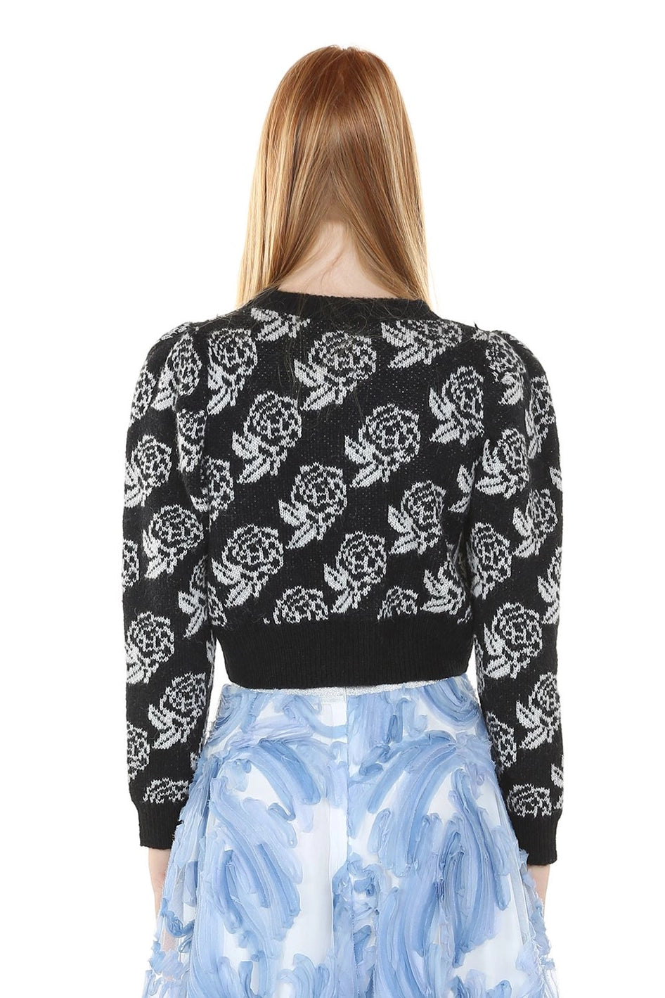 Floral Jacquard Knit with Sequins Top