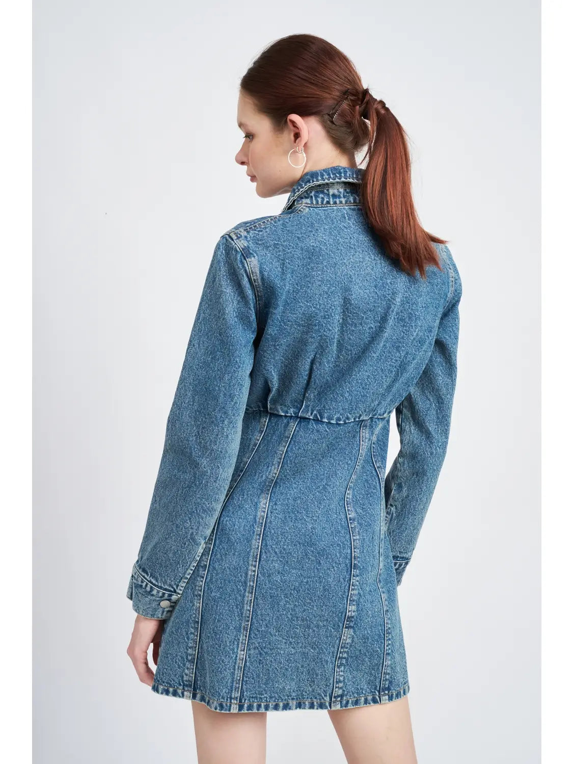 Denim Shirt Dress Wtih Cinched Waist