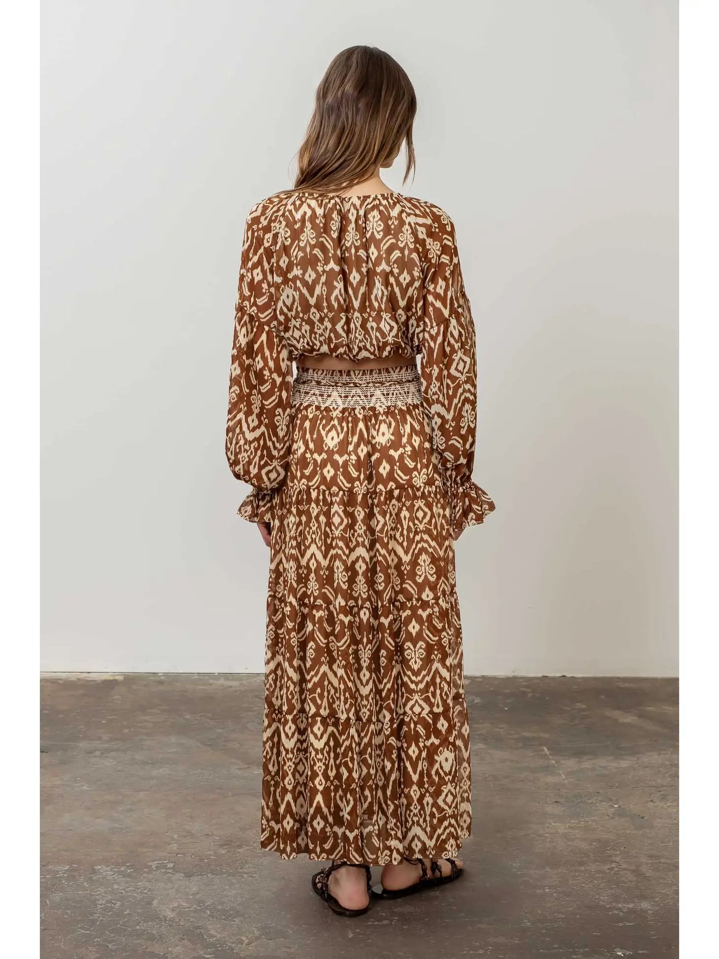 Ikat Tiered Midi Skirt