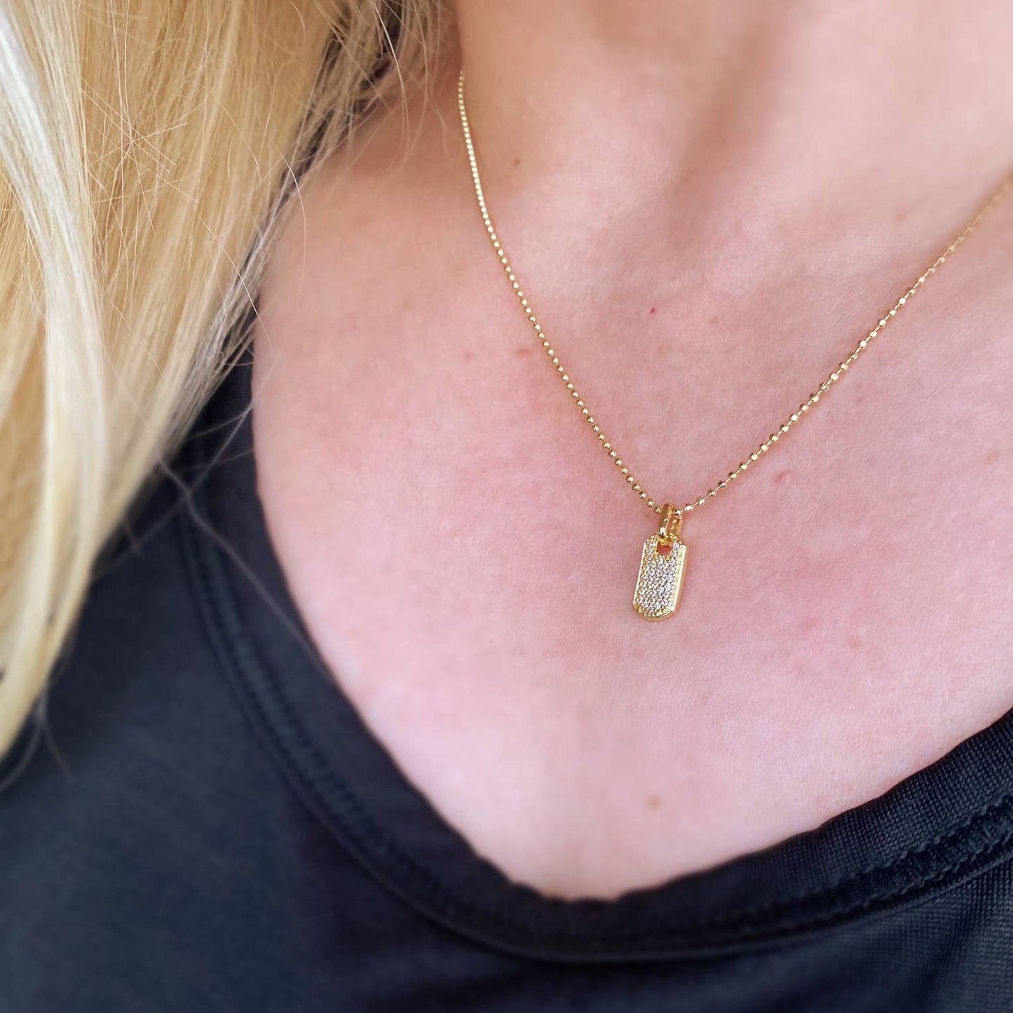 18k Gold Filled Mini Dog Tag Necklace