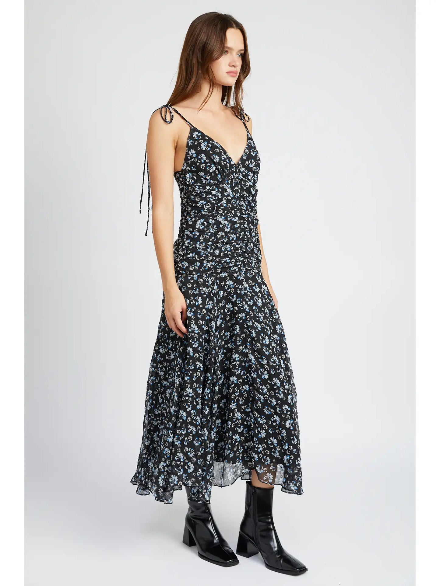Ruched Dress with Angel Empire Waist Detail