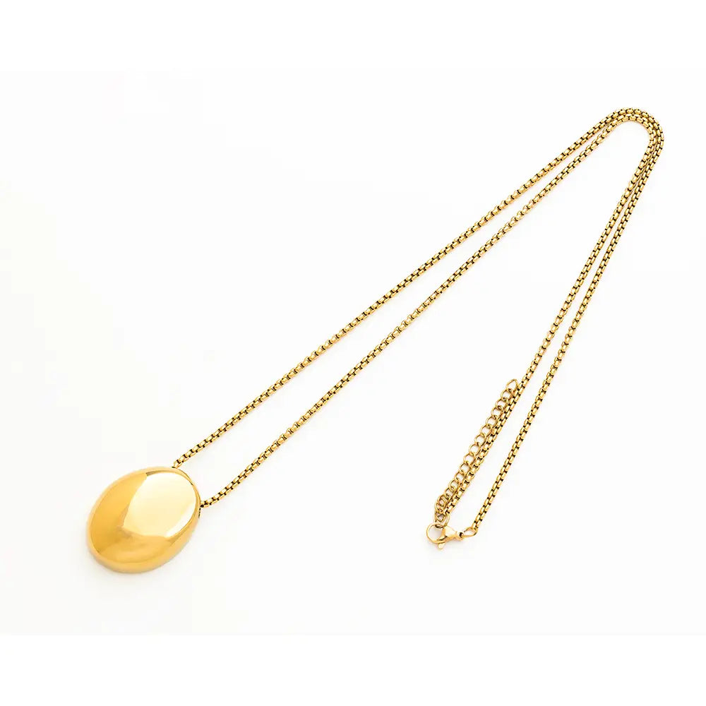 Polished Steel Pebble Pendant Necklace