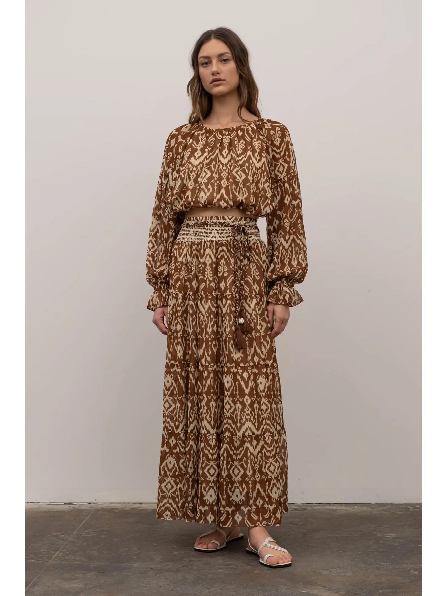 Ikat Tiered Midi Skirt