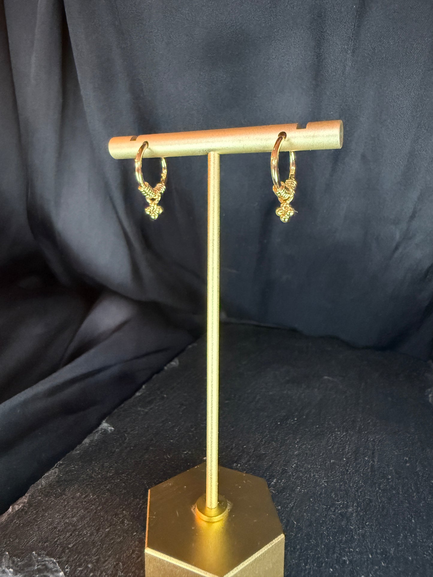 Small Gold Hoops with Clovers