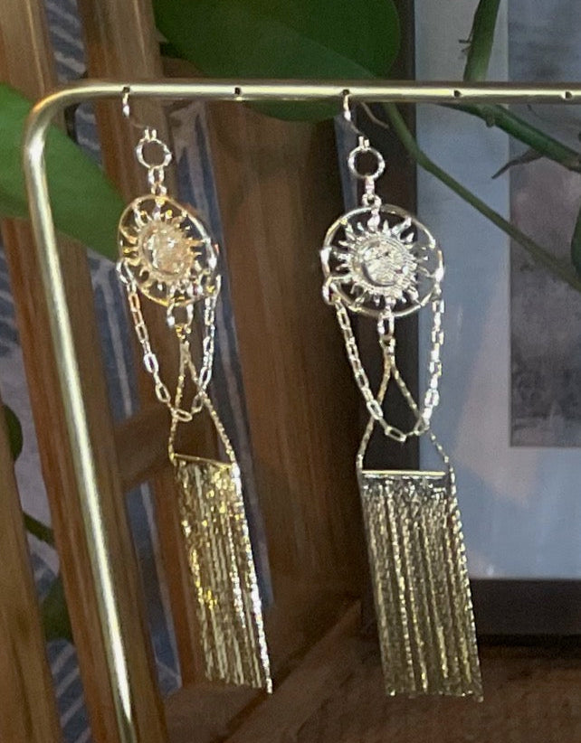 18k plated gold waterfall fringe