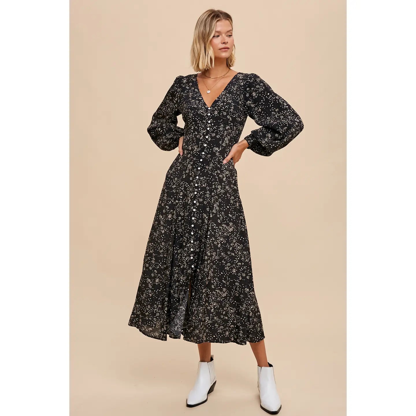 Viscose Floral Button Dress
