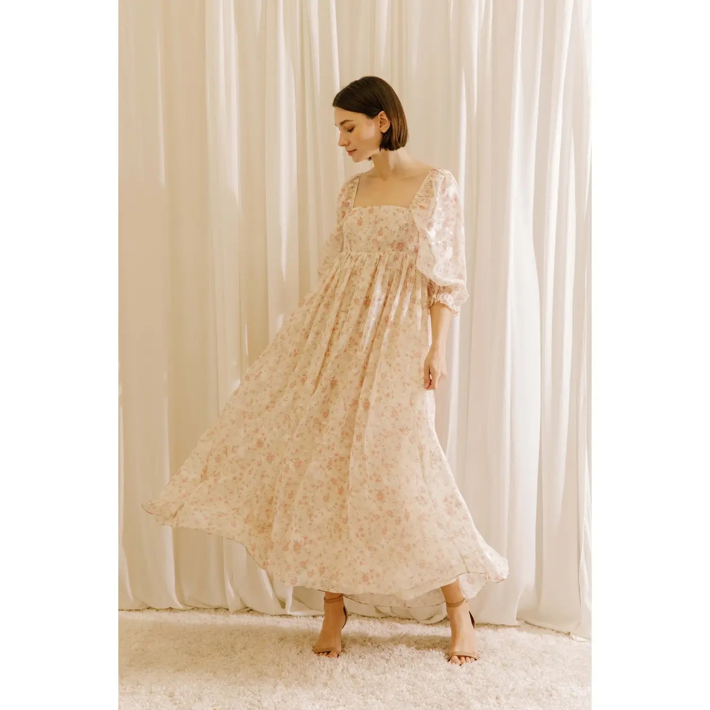 Floral Eyelet Maxi Dress