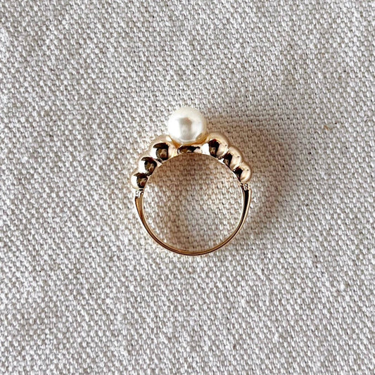 18k Gold Filled Beads and Pearl Ring