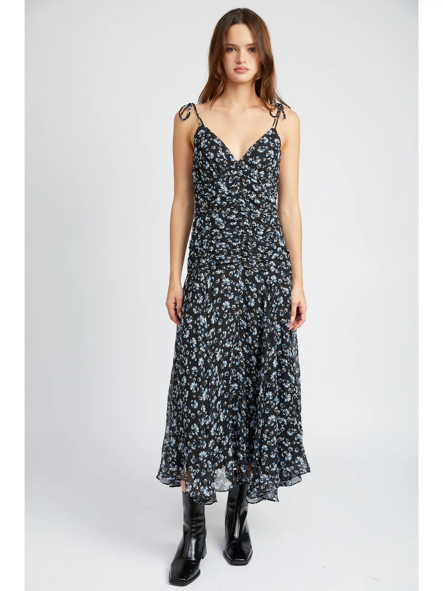 Ruched Dress with Angel Empire Waist Detail