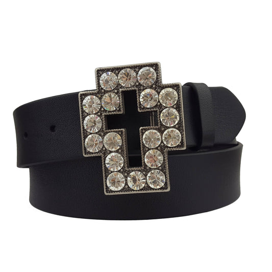 Axesoria West Leather Crystal Cross Belt