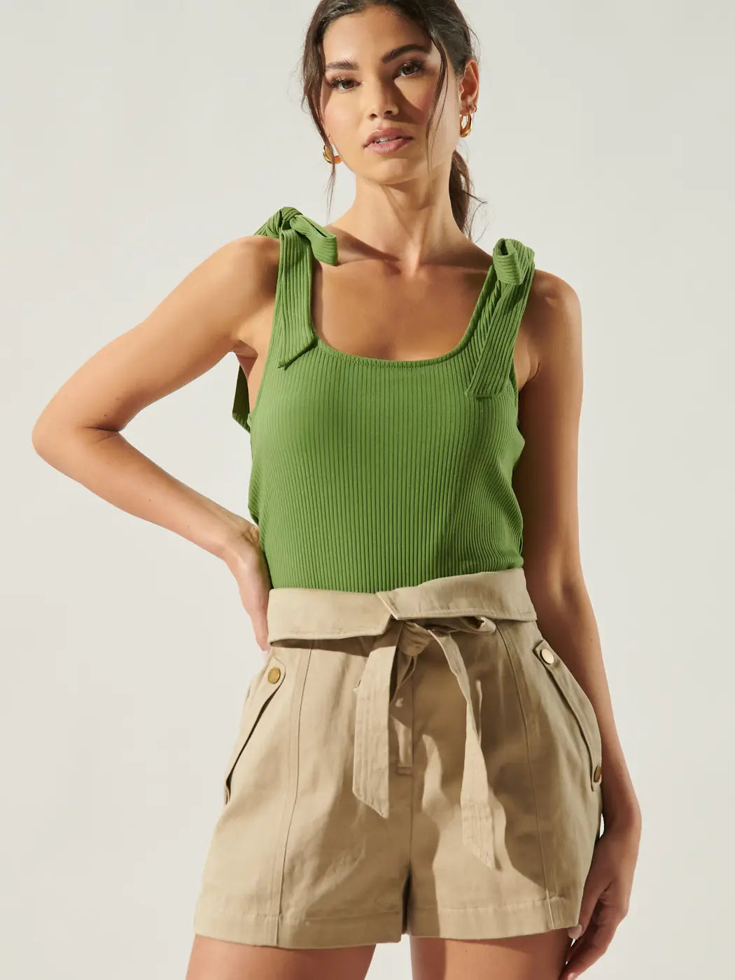 Riley Ribbed Scoop Neck Cropped Tank Top