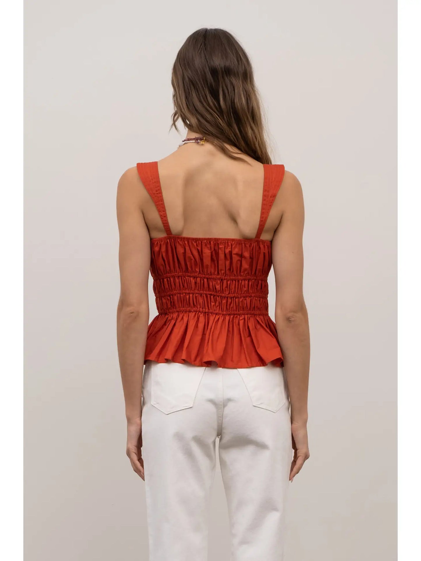 Shirred Button Top