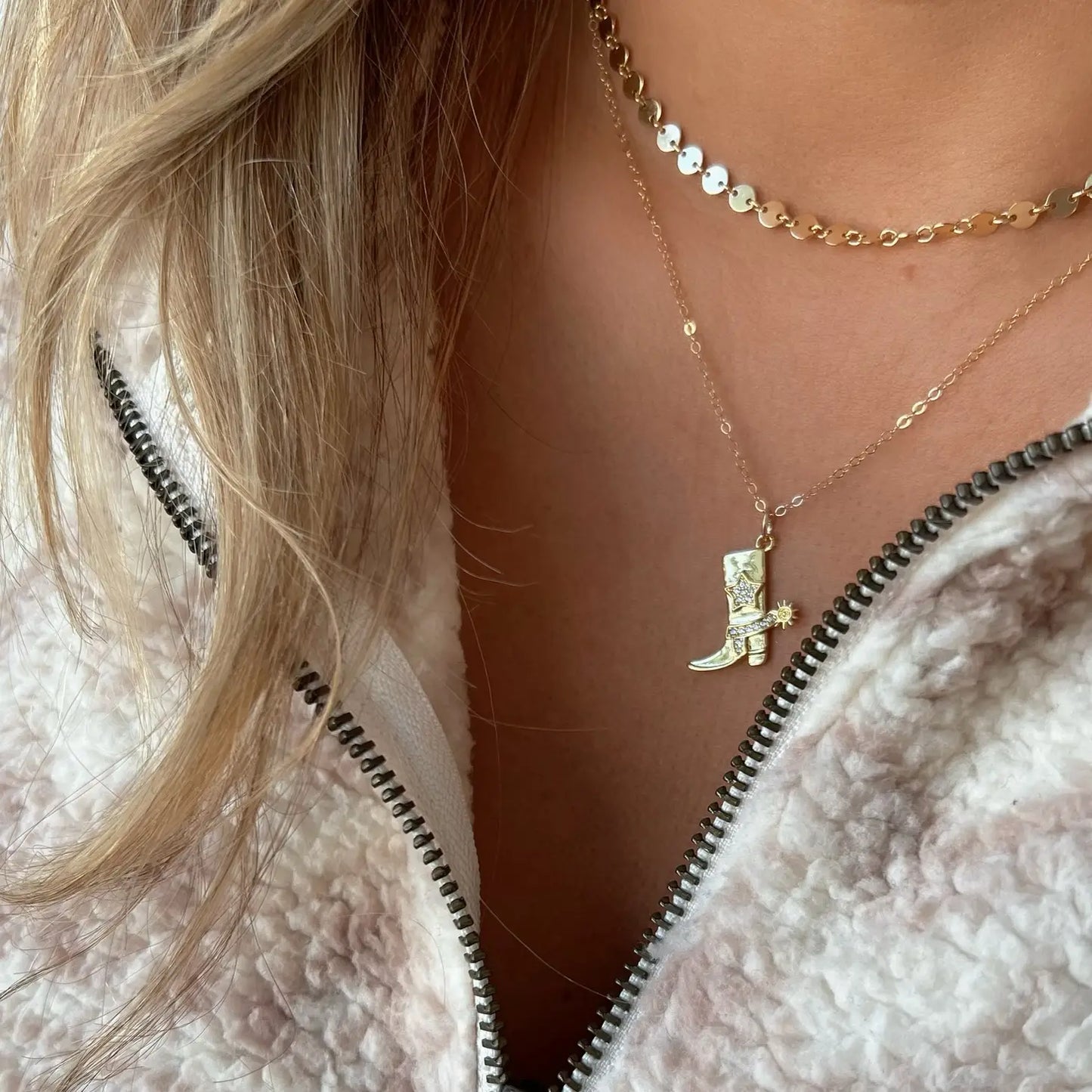 Country Girl Cowboy Boot Necklace Gold Filled