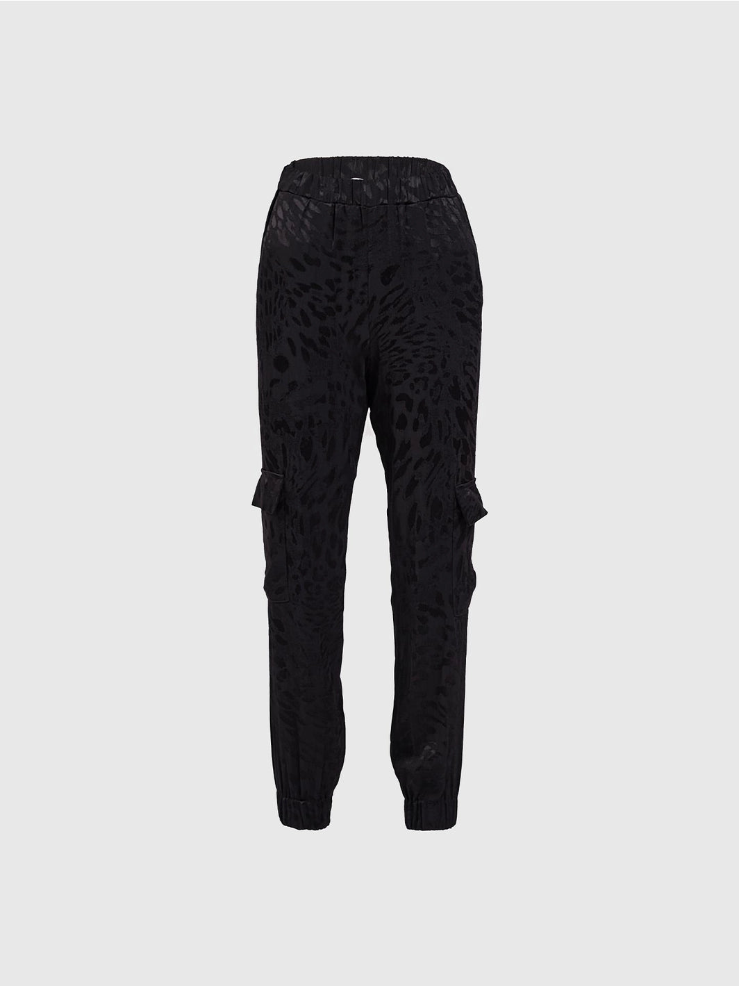 Patterned Black Elastic Pants