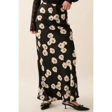 Floral High-Waist Woven Maxi Skirt