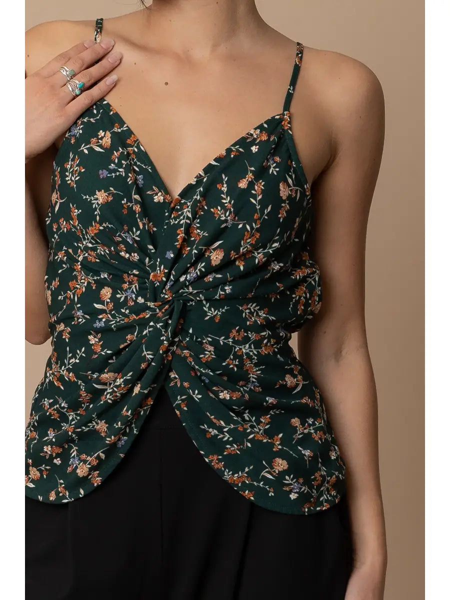 Floral Print Twist Front Cami Top