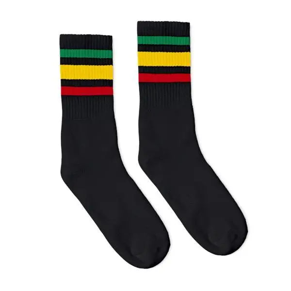 SOCCO Crew | Black with Rasta Stripes