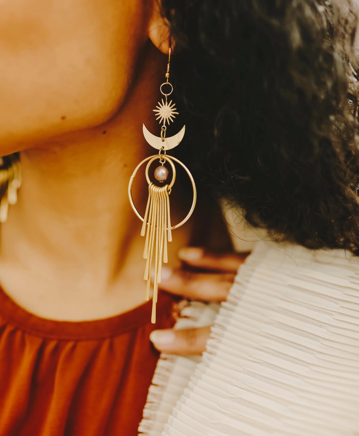 Long Brass Fringe Earrings