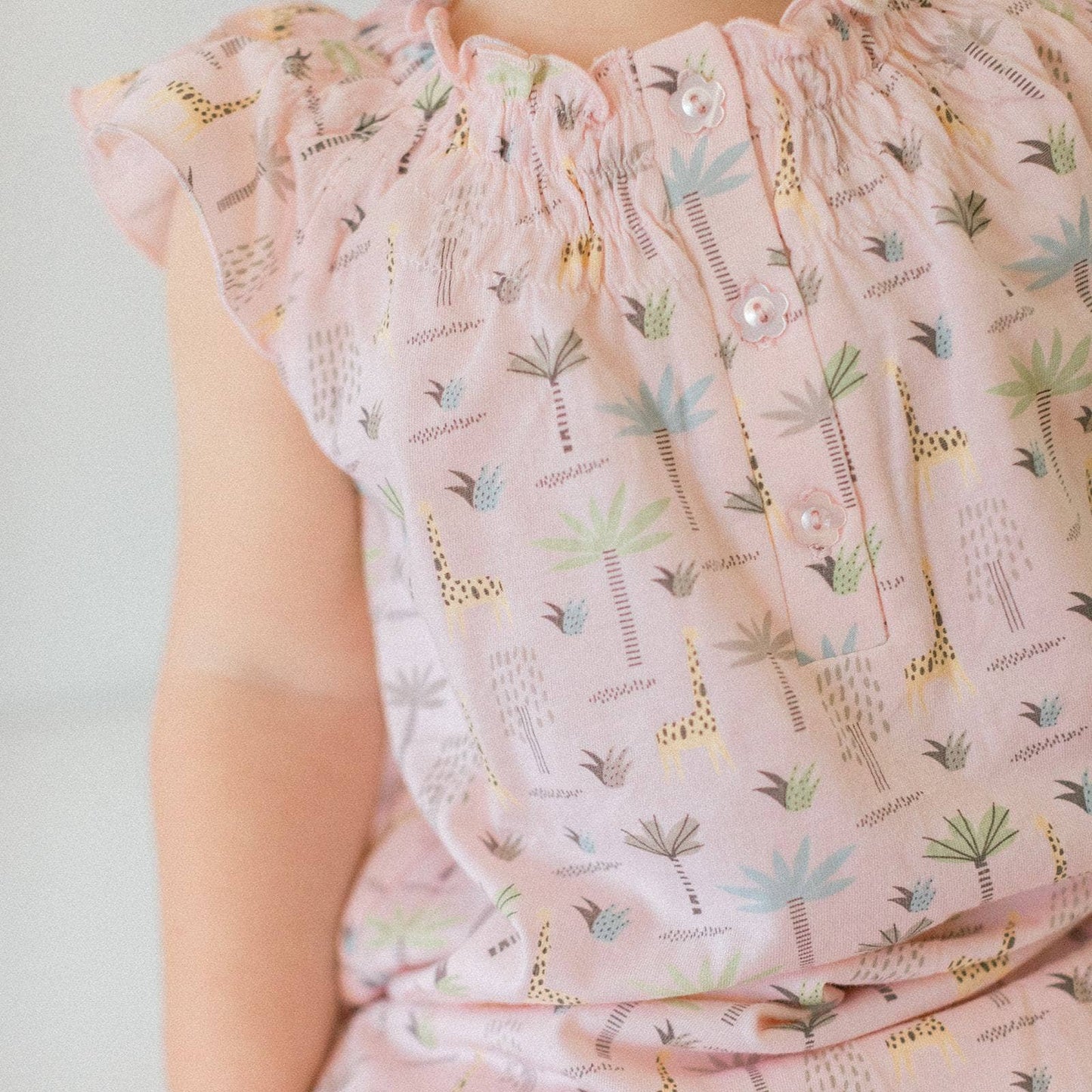 Henley Dress + Bloomer - Palms & Giraffes on Coral