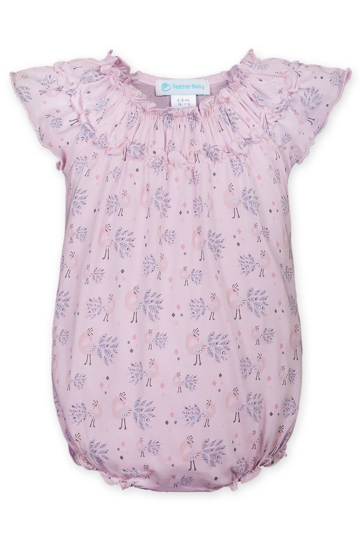 Ruched Bubble - Peacock on Pink