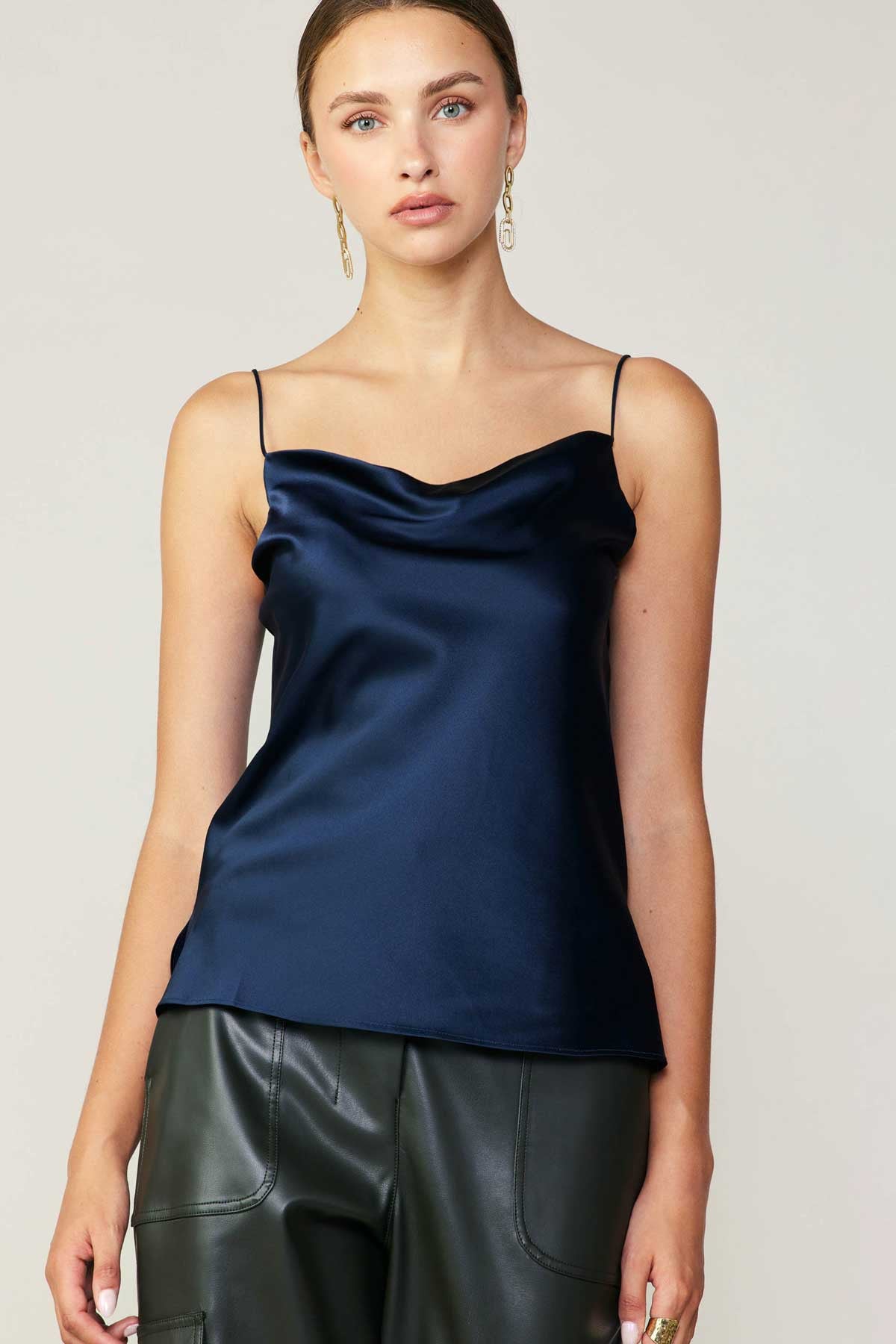 Cowl Neck Silk Cami Top