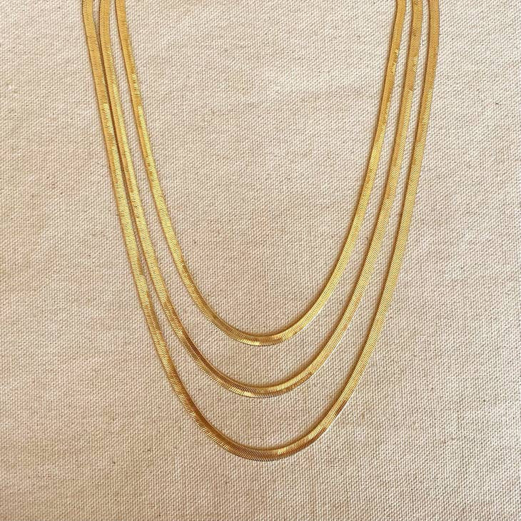 18 K Gold Filled Herringbone Necklace