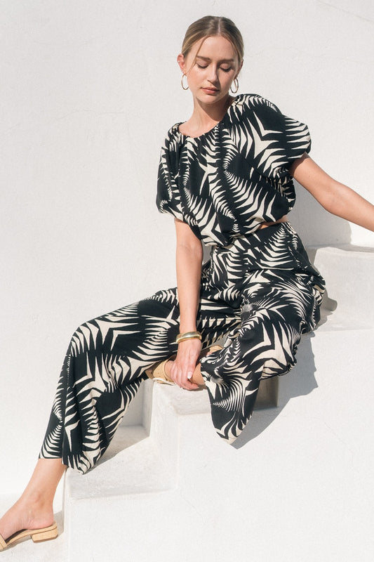 Annabelle Abstract Print Wide Leg Pant