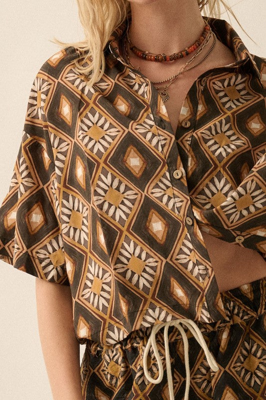 Sahara Diamond Print Blouse