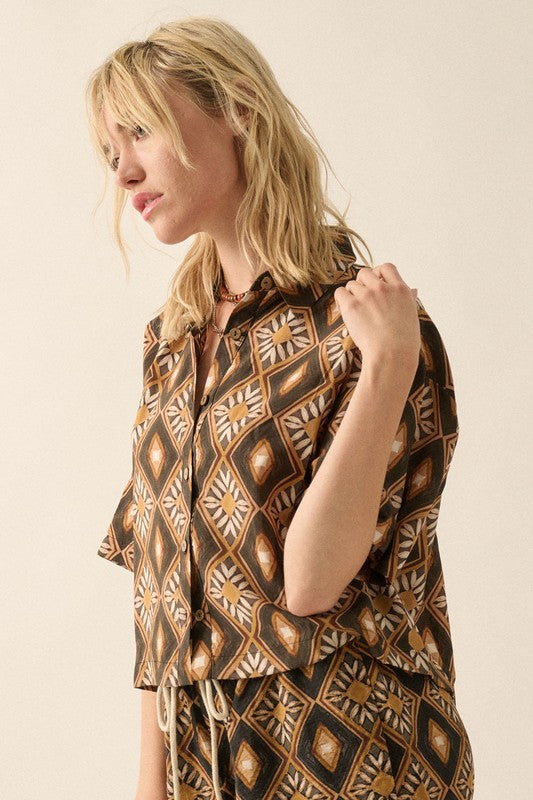 Sahara Diamond Print Blouse