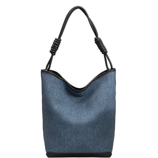 Adeline Black Denim Tote Bag