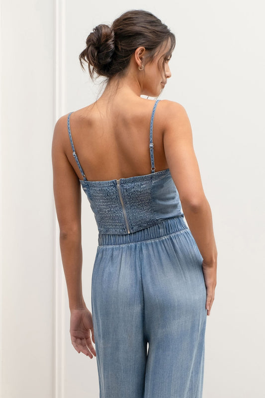 Chambray Crop Corset Top