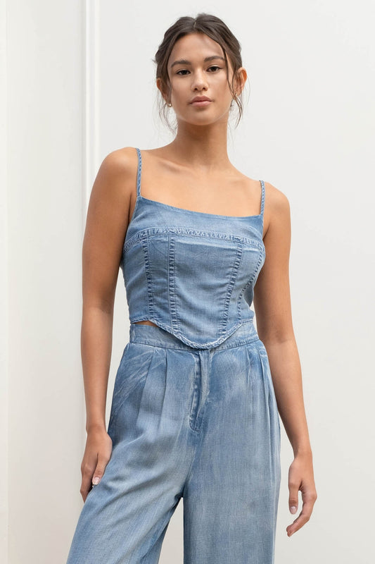 Chambray Crop Corset Top