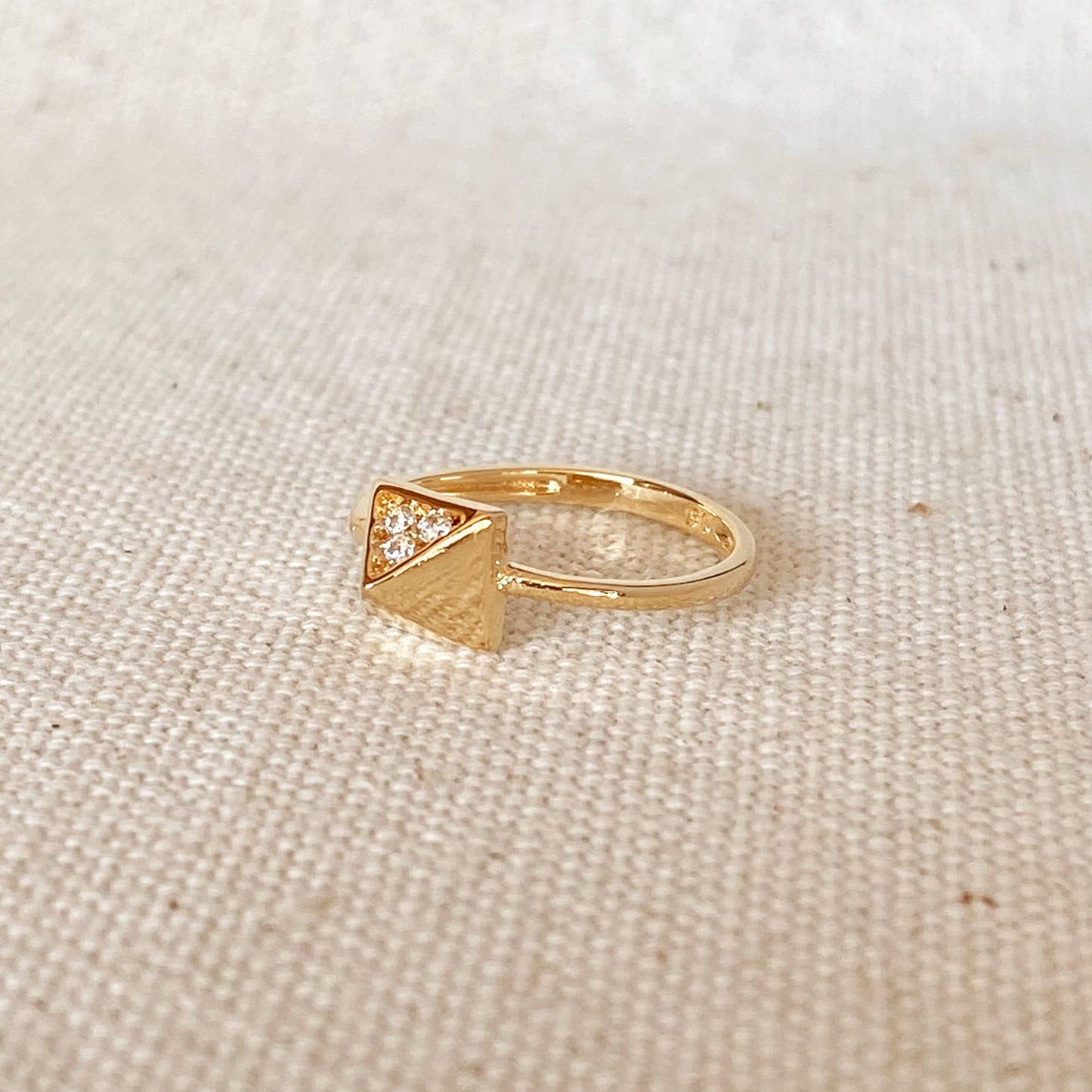 18k Gold Filled Pyramid Ring