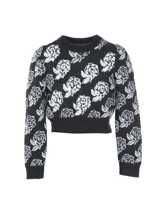 Floral Jacquard Knit with Sequins Top