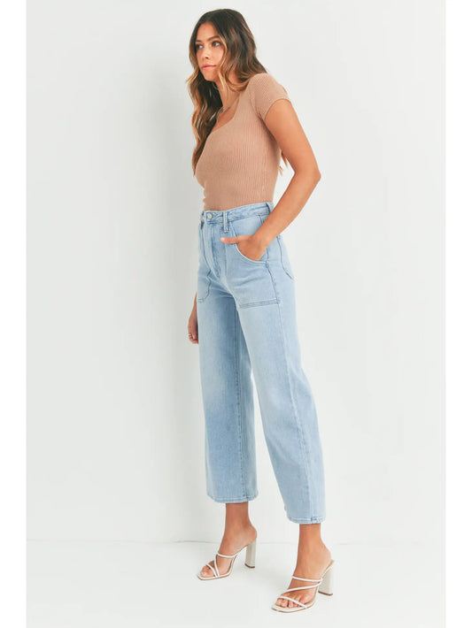 Tasha Cargo Pocket Wide Leg Denim
