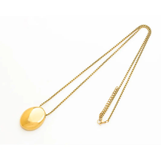 Polished Steel Pebble Pendant Necklace