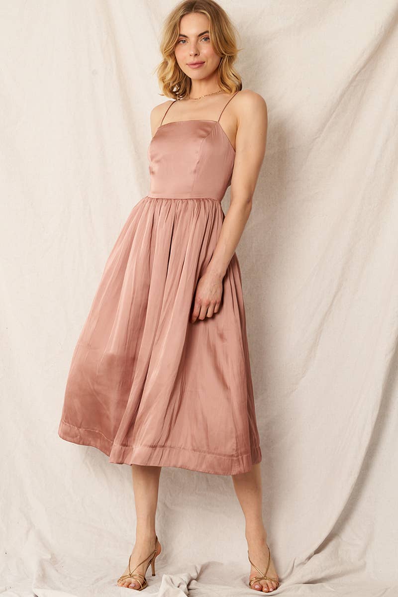 Sleeveless Cami Midi Dress: Black / M