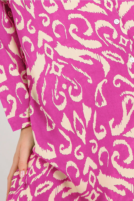 Abstract Contrast Printed Maxi Shirt Dress
