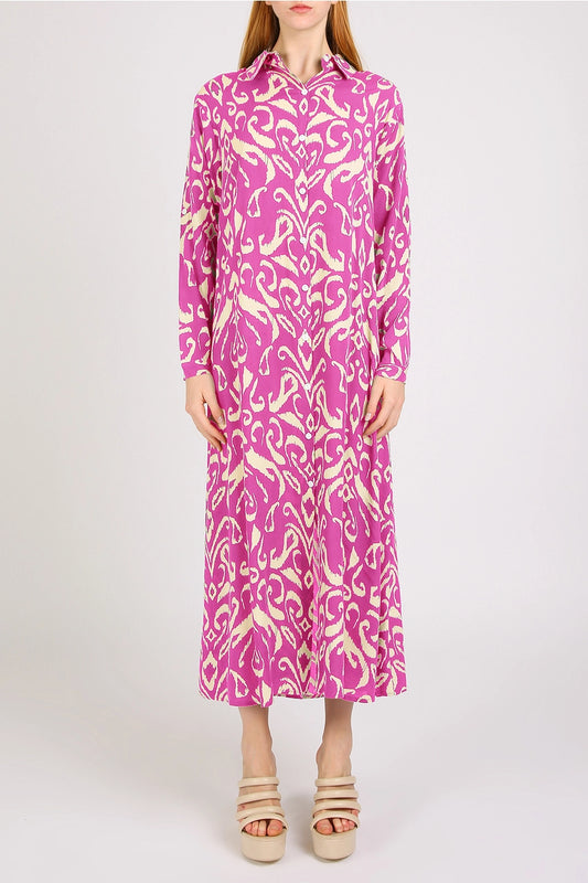 Abstract Contrast Printed Maxi Shirt Dress