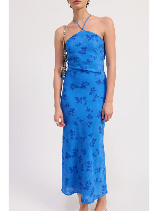 Crossback Halter Neck Maxi Dress