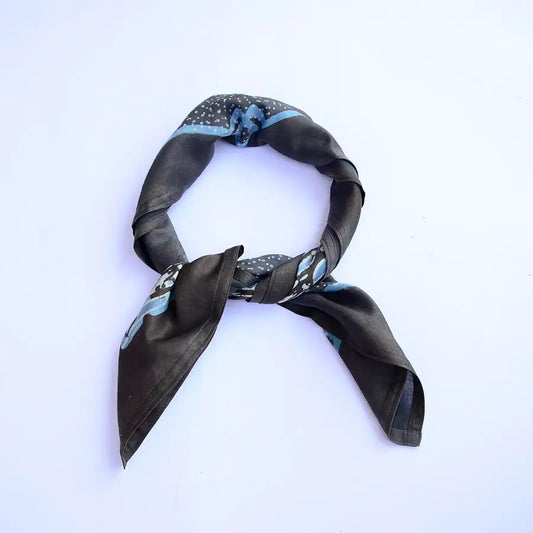 Handmade Silky Block Print Square Scarf Bandana - Chaand