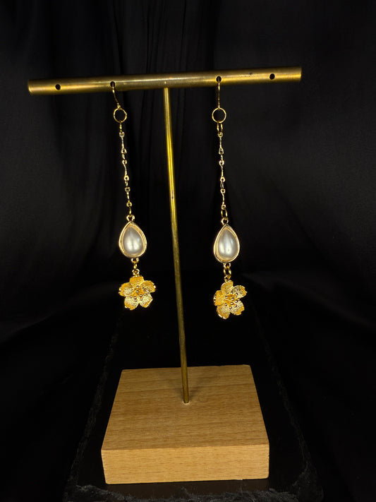 18k gold plated pearl floral drops