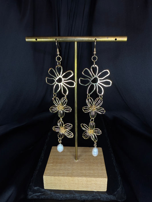18k gold plated triple florals